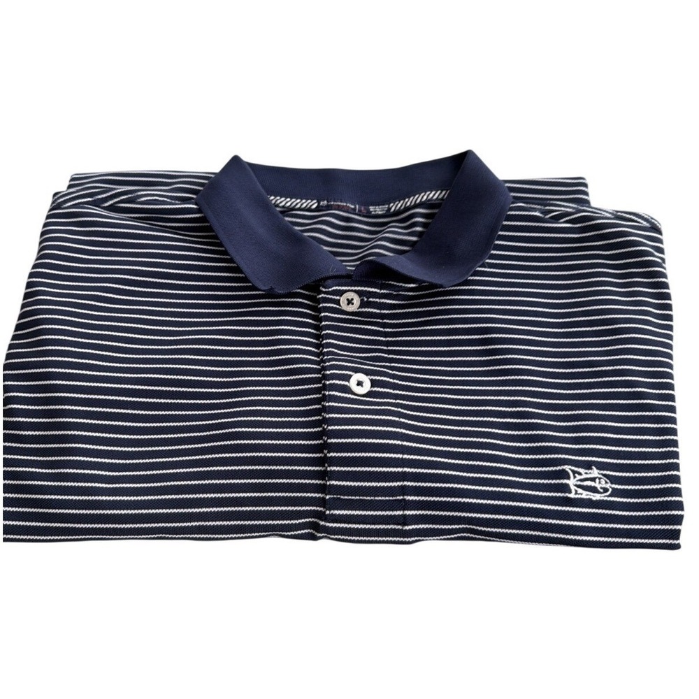 Southern Tide Mens Large Tide to Trail Navy Blue White Striped Performance Polo